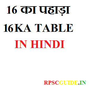 16 का पहाड़ा 16 KA TABLE IN HINDI