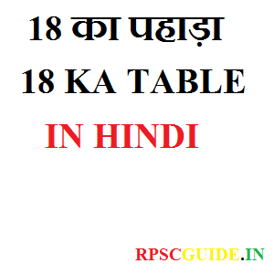 18 का पहाड़ा 18 KA TABLE IN HINDI